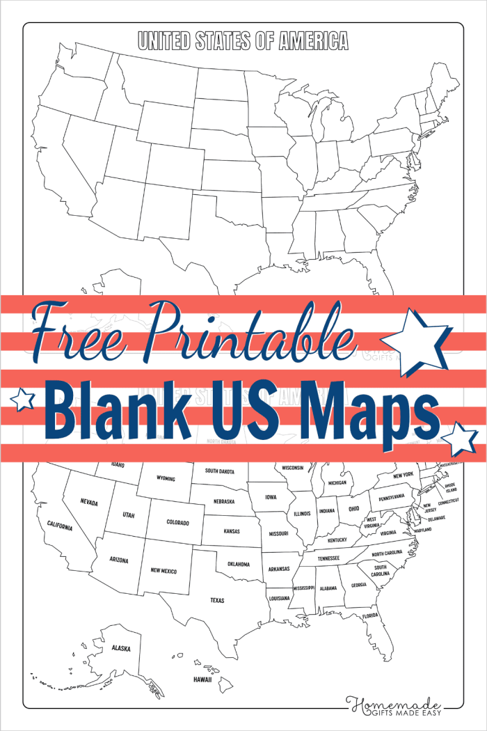 Blank map of the United States with state boundaries for fifth grade geography practice and state capitals identification