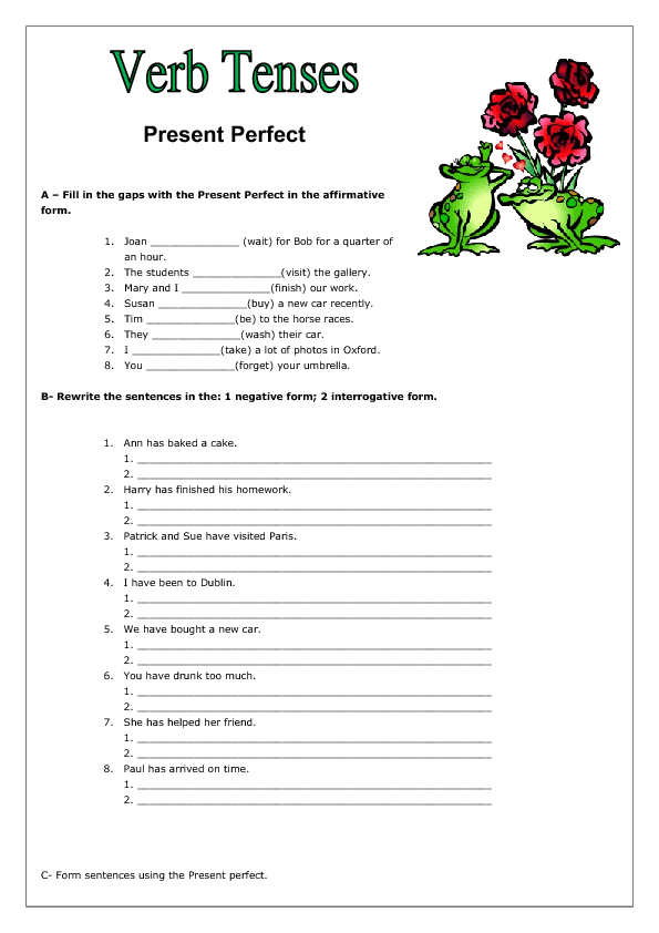 Form Perfect Verb Tenses Grammar Worksheet for Fifth Grade Number 16 Fifth grade students practicing grammar with a Form Perfect Verb Tenses worksheet