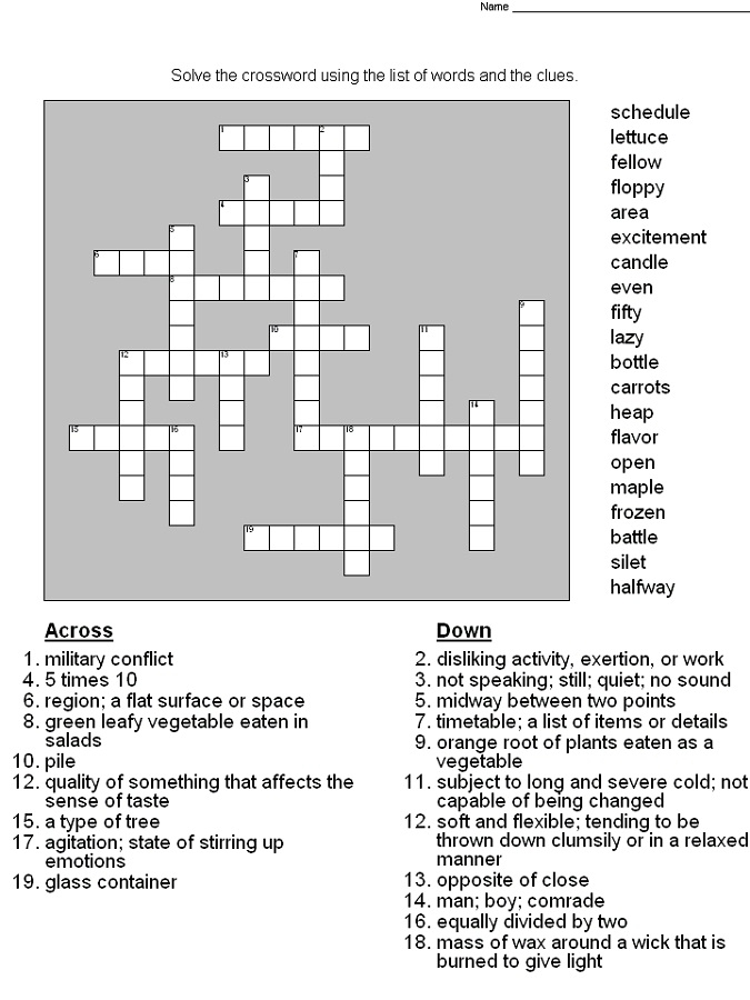 Fifth grade vocabulary crossword puzzle worksheet with spelling challenges for advanced learners