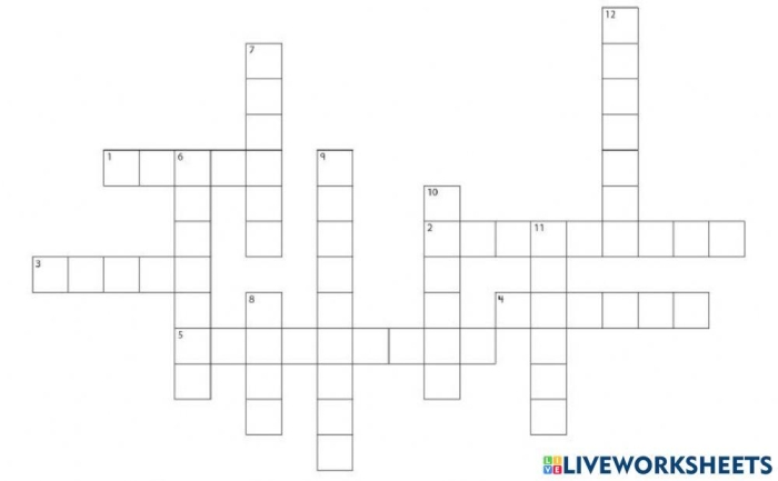 Fifth grade vocabulary crossword worksheet featuring academic spelling words for 10-year-olds