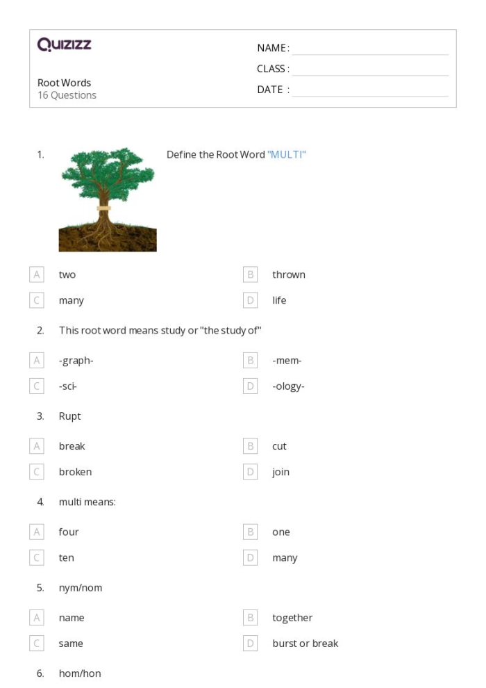 Rockin' Root Words Worksheet Number 10 for Fifth Grade Vocabulary Lessons Fifth grade students practicing vocabulary skills with a Rockin' Root Words worksheet