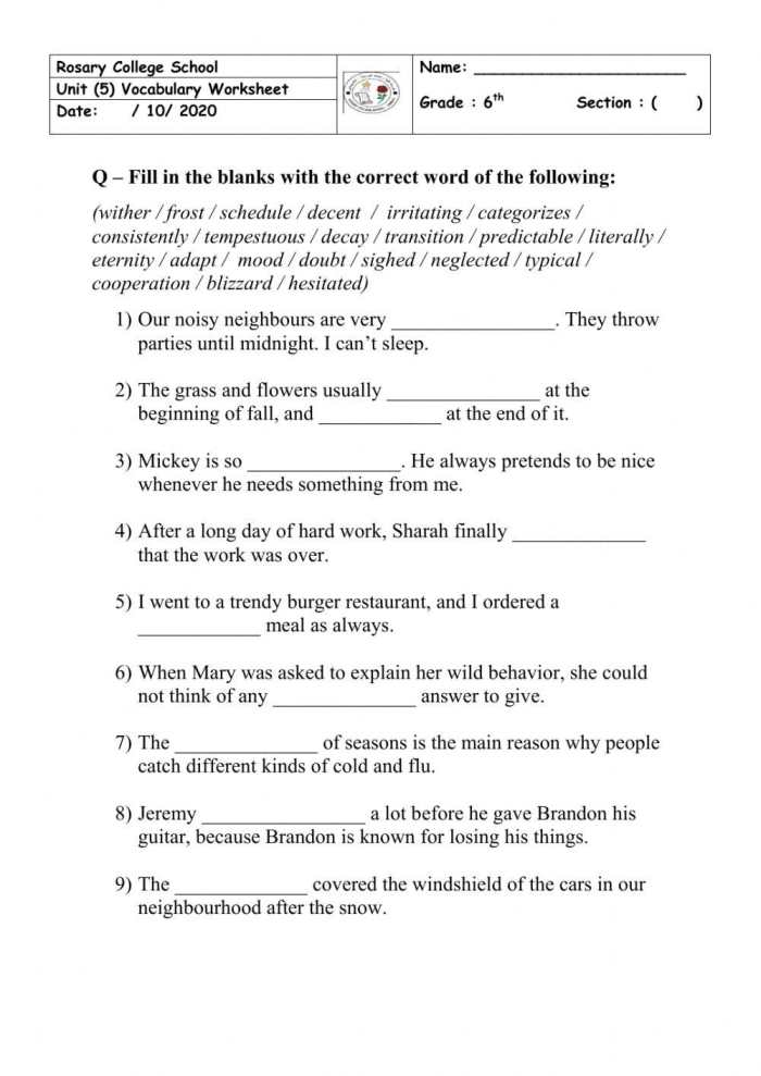 Fifth Grade Vocabulary Strategies Worksheet Number Four 5th grade vocabulary strategies worksheet focusing on root words and context clues