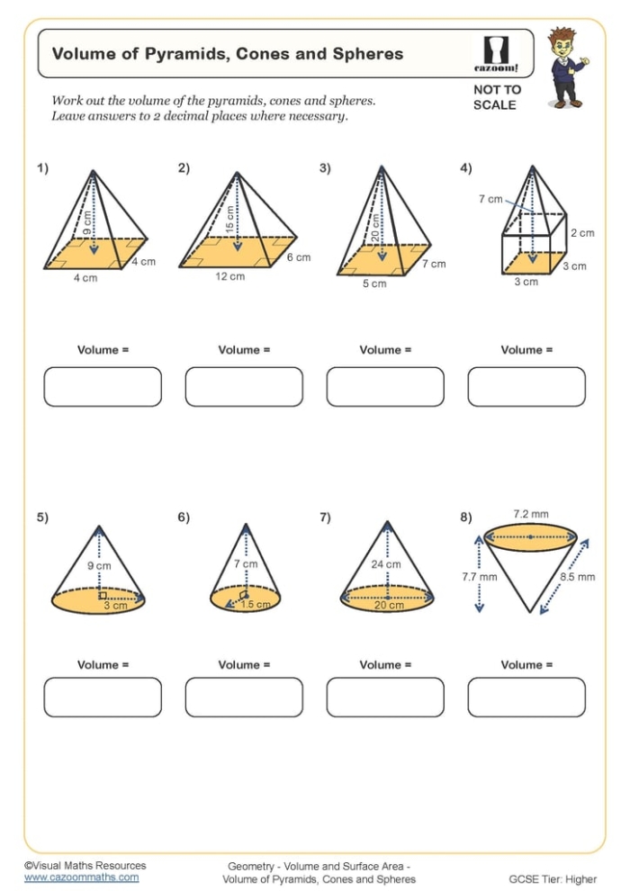 Fifth grade volume word problems worksheet with five math questions asking students to calculate the volume of rectangular prisms and other three-dimensional shapes