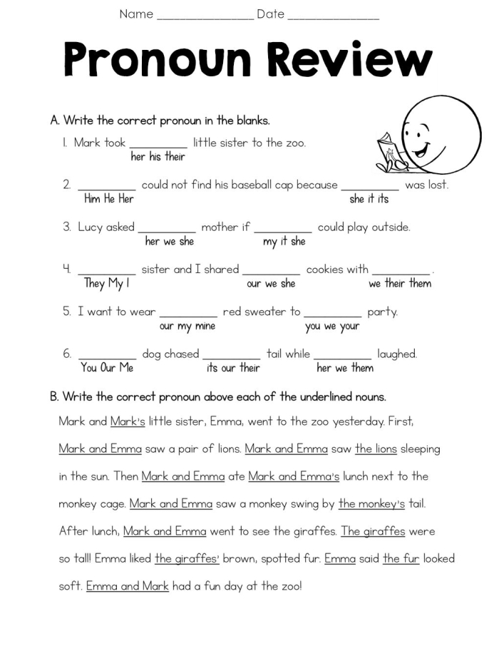 Advanced Pronoun Review Worksheet for Sixth Grade Phonics Image 21 Sixth grade grammar worksheet focused on mastering advanced pronoun usage and antecedent agreement