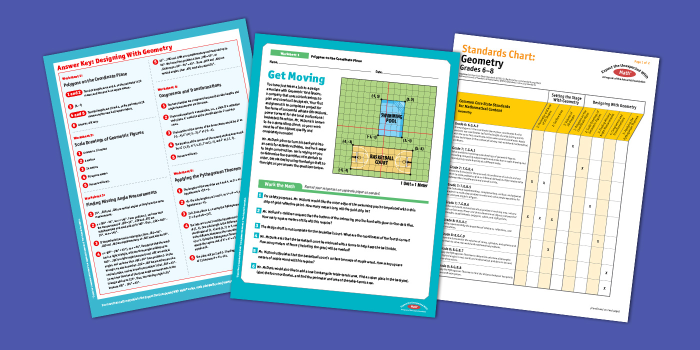 Sixth grade students practicing geometry by plotting shapes on a coordinate plane worksheet