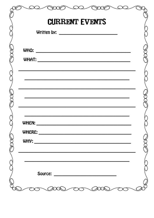 Current Events: What's in the News? worksheet graphic organizer illustration Graphic organizer for analyzing current events in a sixth-grade worksheet