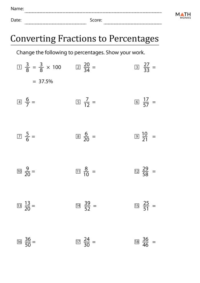 Sixth grade math worksheet showing problems about finding the whole number when given a percent and its part value