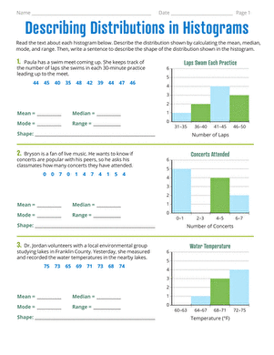 Sixth grade math worksheet focused on calculating mean, median, and mode for data sets