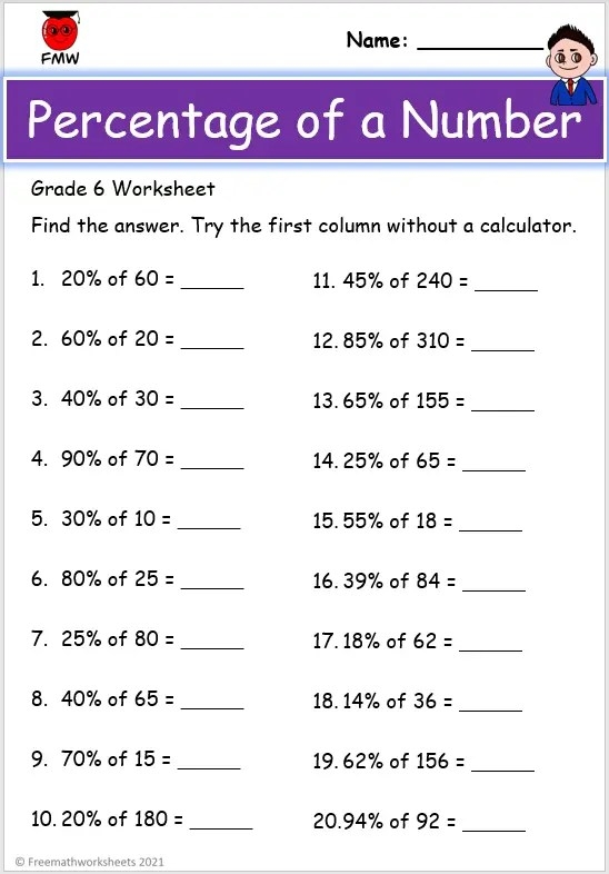 Percentage Practice Summer Sale Worksheet 23 Sixth grade worksheet for practicing percentage calculations using summer sale themes