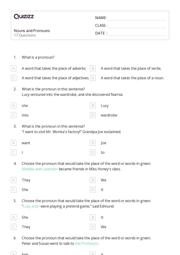 Correcting Shifts in Pronouns Worksheet Seven Sixth grade students identifying and fixing pronoun agreement errors on a grammar worksheet