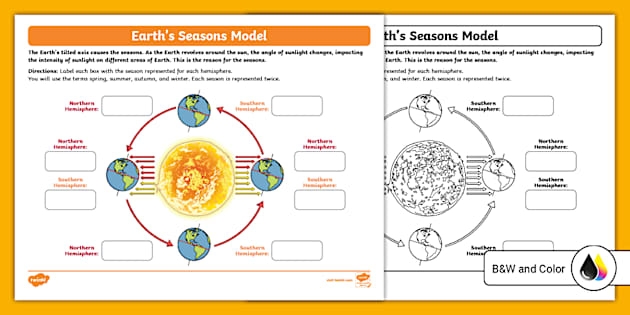 Use a Model to Identify Earth’s Seasons Worksheet 24 Sixth grade students using a model to identify Earth’s seasons on a geometry worksheet