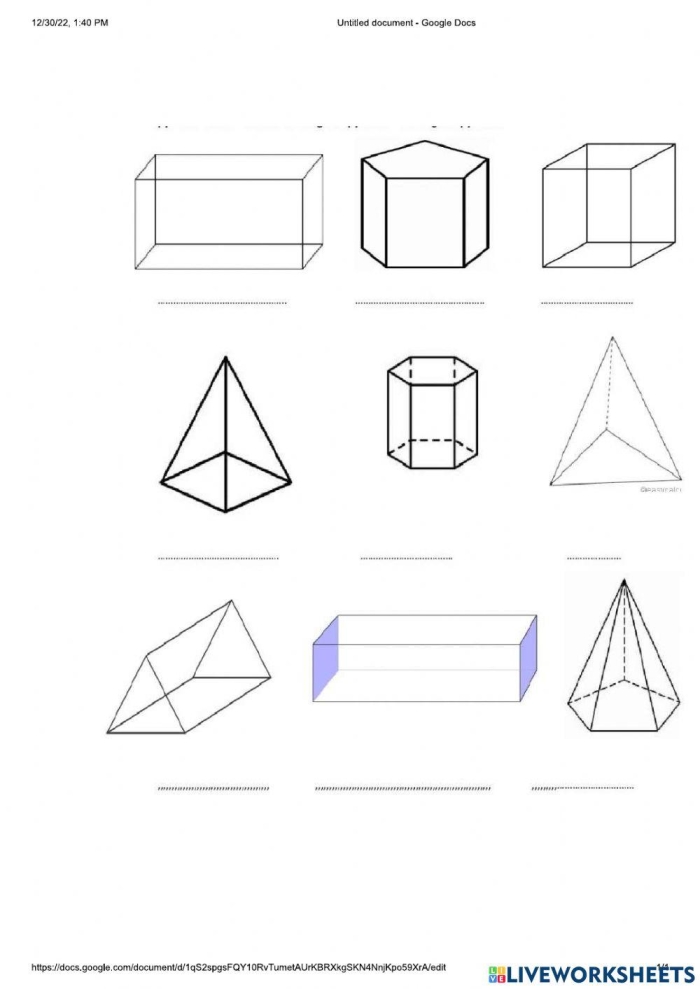 Sixth grade math worksheet for calculating surface area of prisms and pyramids 17