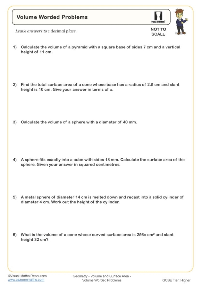 Surface Area Word Problems Worksheet for Sixth Grade Math Practice Sixth grade student solving geometry surface area word problems on a printable worksheet