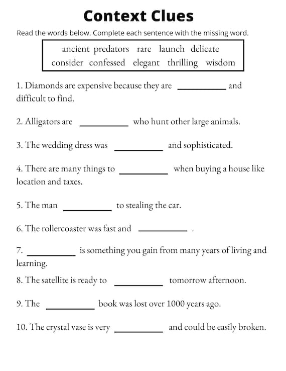 Sixth grade vocabulary worksheet featuring synonym matching exercises based on paragraph context
