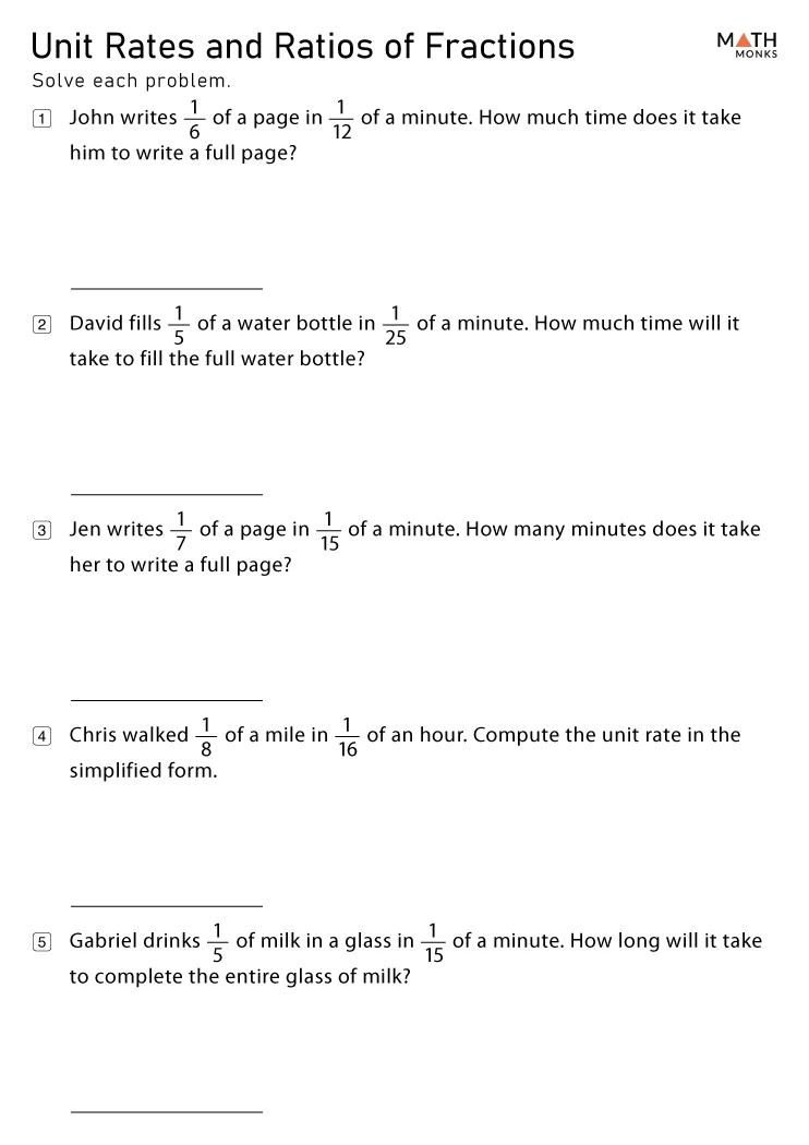 Finding Unit Rates Maze Worksheet Image 21 Sixth grade math worksheet featuring a Finding Unit Rates maze for rational number practice