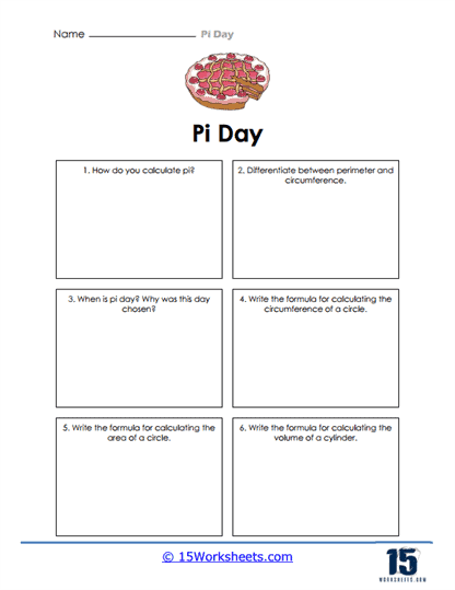 Area of Circles Pi Radius Squared Worksheet Number 15 Seventh grade math worksheet featuring problems for calculating the area of circles using the pi radius squared formula