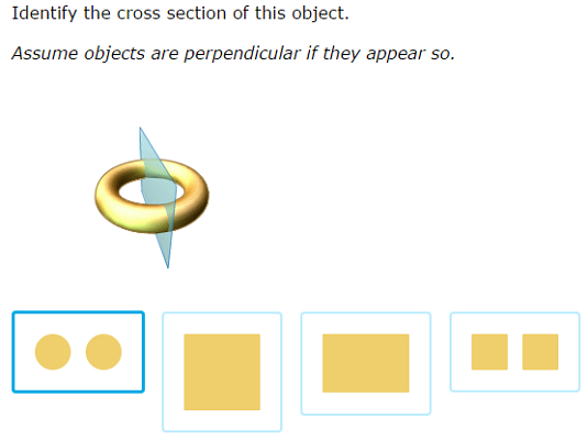 Seventh grade math worksheet featuring cross sections of three-dimensional geometric shapes