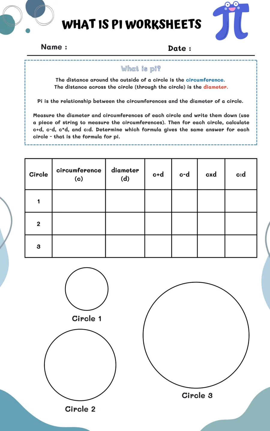 What Is Pi Seventh Grade Geometry Worksheet Number Seven Seventh grade geometry worksheet titled What Is Pi featuring clear explanations and practice problems