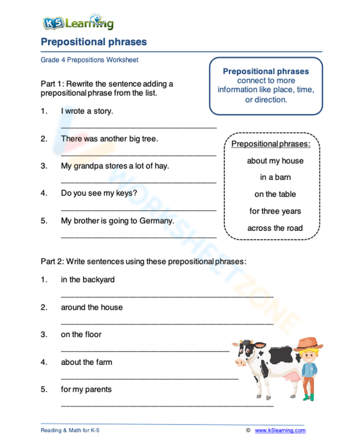 Identifying Prepositional Phrases Worksheet for Seventh Grade Grammar Practice 22 Seventh grade students completing an Identifying Prepositional Phrases worksheet to improve grammar skills