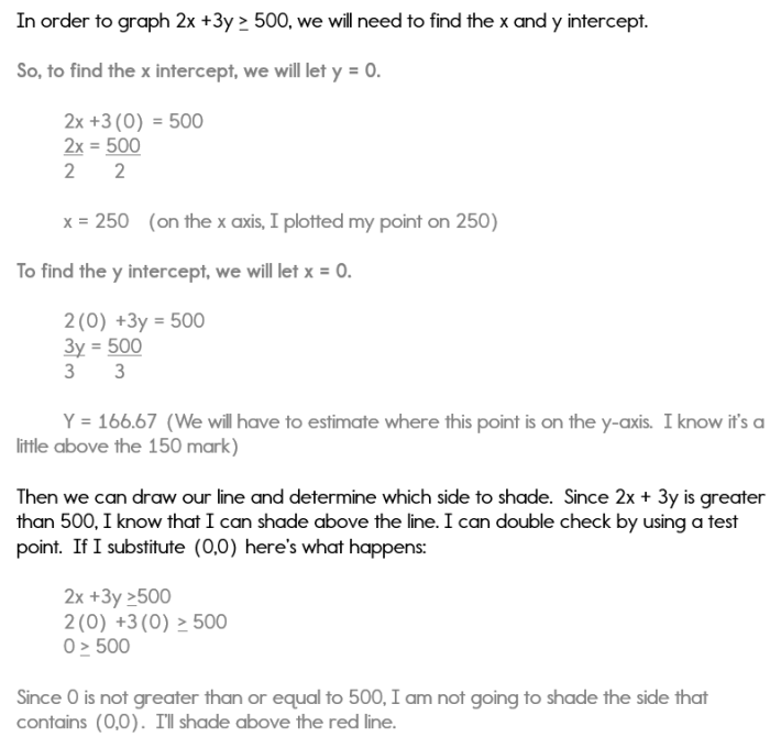 Seventh grade student solving two-step inequality word problems with real-world scenarios on a worksheet