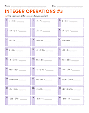 Mixed Integer Operations Maze Challenge for Grade 7 Math Practice Seventh grade student solving mixed integer operations problems while navigating through a mathematical maze puzzle