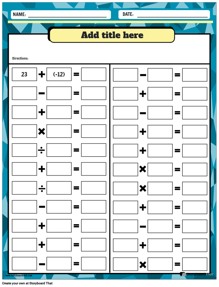 Integer Operations Guide for Middle School Math Practice Seventh grade student reviewing integer operation rules on a colorful educational handout with examples