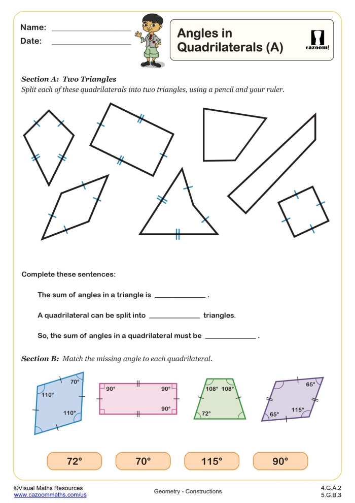 Creating Triangles From Given Conditions Practice Exercise 16 Seventh grade geometry worksheet showing triangle construction problems with given side lengths and angle measurements