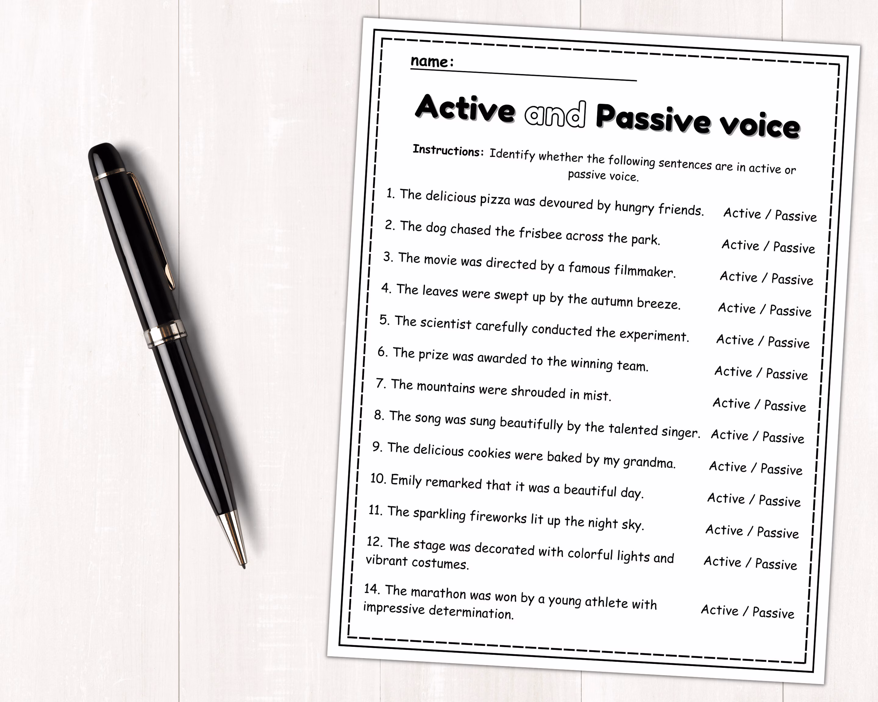 Active and Passive Voice Grammar Practice Worksheet 19 Eighth grade physical science worksheet for identifying active and passive voice sentences