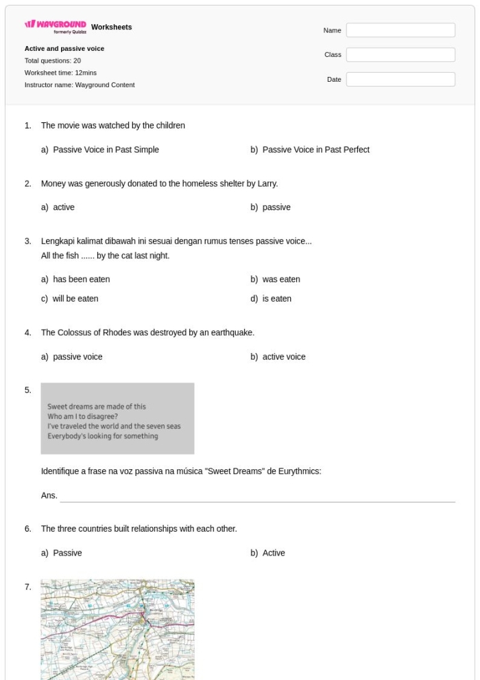 Active and Passive Voice Practice Worksheet Four for Science Students Eighth grade physical science worksheet focusing on identifying active and passive voice sentence structures