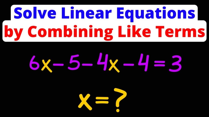 Eighth grade student solving multi-step algebra equations by combining like terms on a practice worksheet