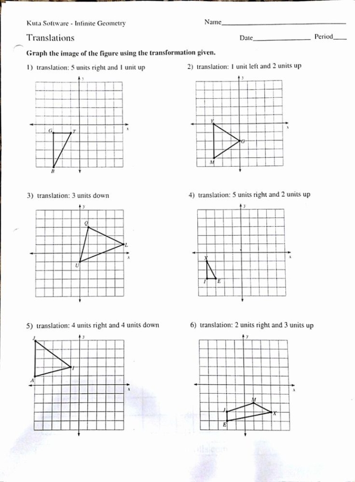 Sequences of Congruence Transformations Practice Problem Set 7 Eighth grade student practicing multiple congruence transformations on geometric figures with reflection rotation and translation