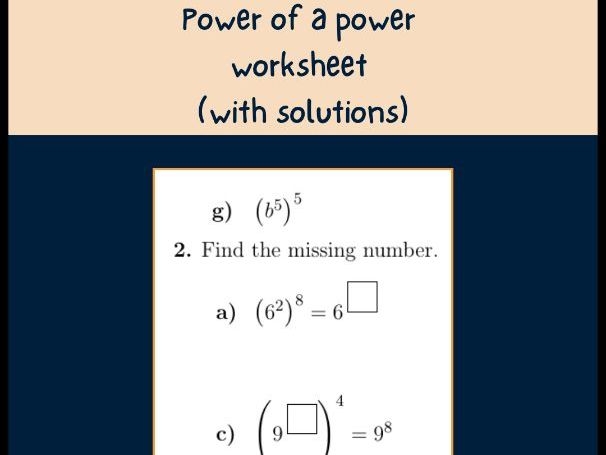 Eighth-grade students working on the Power of a Power worksheet for simplifying exponents