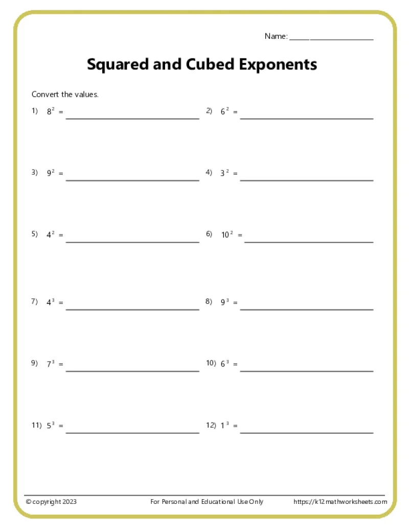 Eighth grade math worksheet focusing on simplifying algebraic expressions using properties of exponents