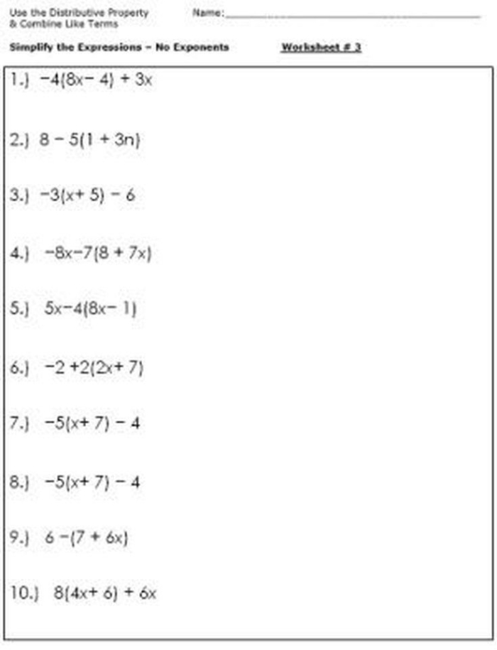 Eighth grade math handout covering multiplication rules for properties of exponents 23