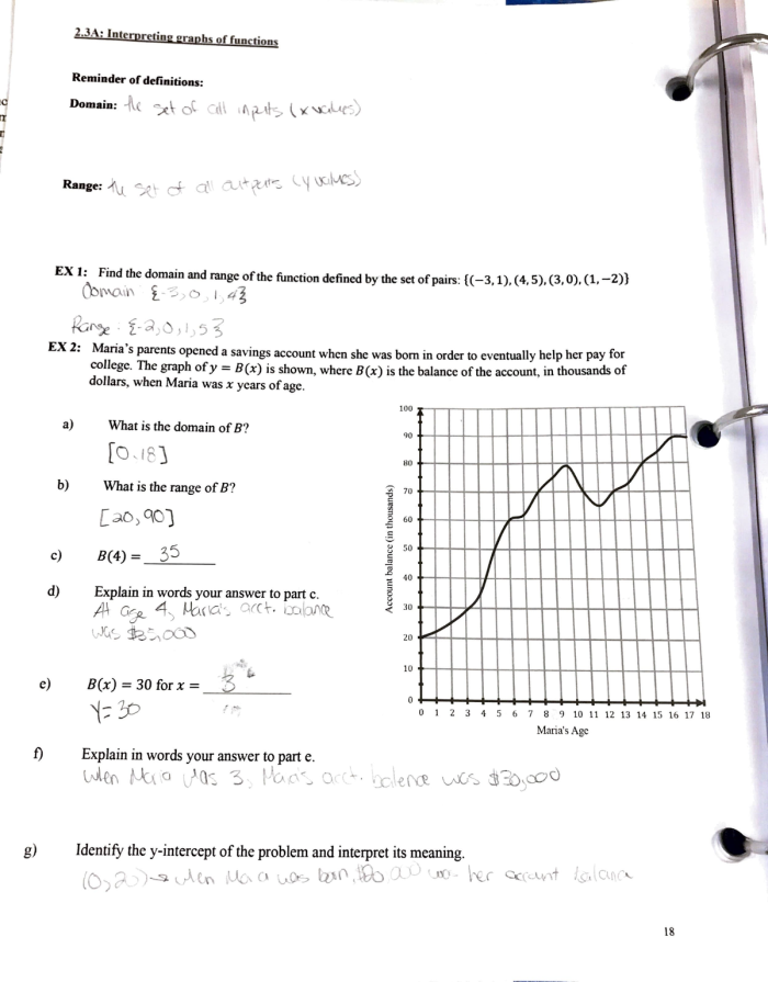 Interpreting Function Relationships Worksheet Example 1 Eighth grade students analyzing function relationships through story problems and coordinate plane graphs
