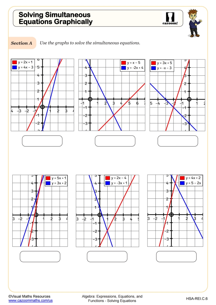 Graphing Systems of Linear Equations Practice Worksheet 14 Eighth grade algebra worksheet for graphing systems of linear equations to identify one, none, or infinite solutions