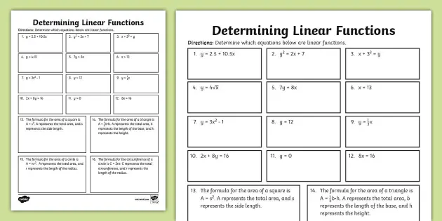 Eighth grade math worksheet focusing on distinguishing between linear and nonlinear graphs