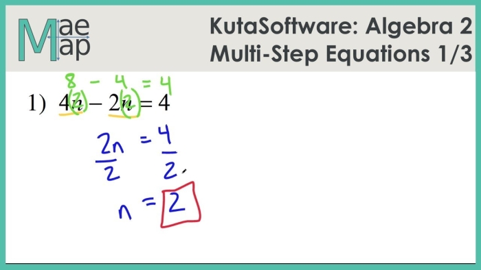 Worksheet for eighth graders on solving multi-step equations with one variable