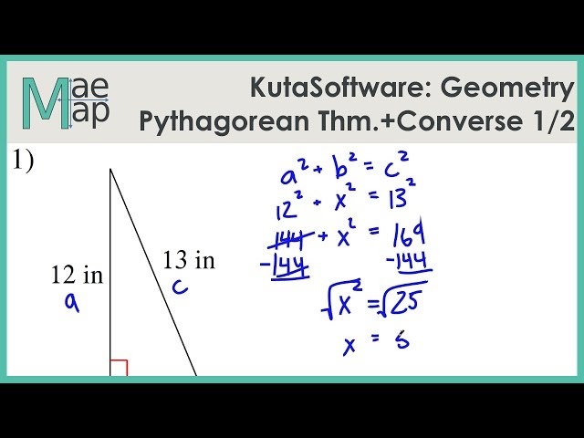 Eighth grade geometry worksheet featuring practice problems on identifying right triangles using the converse of the Pythagorean theorem