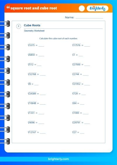 Square Root and Cube Root Practice Worksheet 22 Eighth grade algebra worksheet for practicing perfect square roots and cube roots
