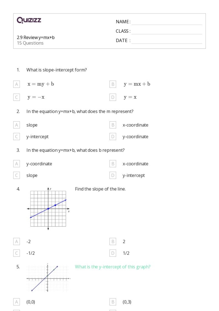 Slope Review Points Worksheet Number 4 for Eighth Grade Algebra Practice Eighth grade math worksheet showing linear equation problems for practicing slope calculations using two coordinate points