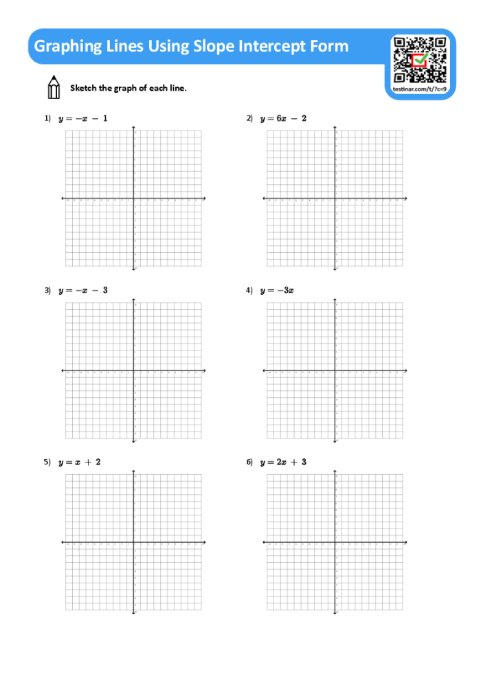 Eighth-grade students practicing writing equations in slope-intercept form from graphs and tables