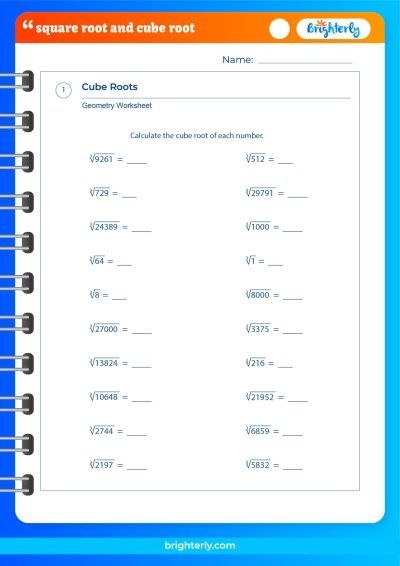 Square Root and Cube Root Practice Worksheet 21 Eighth grade algebra worksheet focusing on solving square root and cube root practice problems