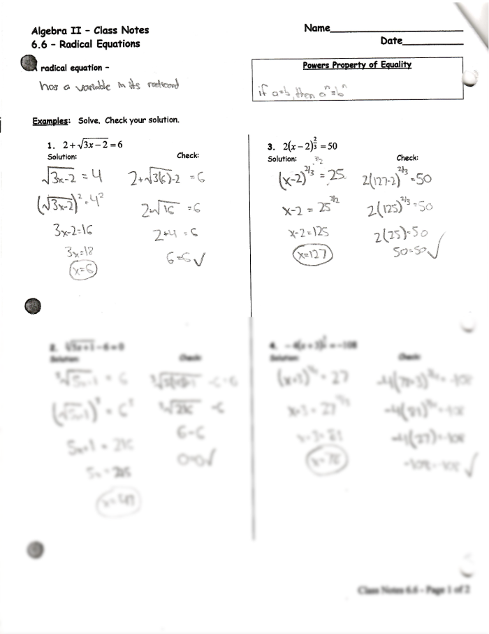 Eighth grade math worksheet focusing on solving equations that involve squared variables