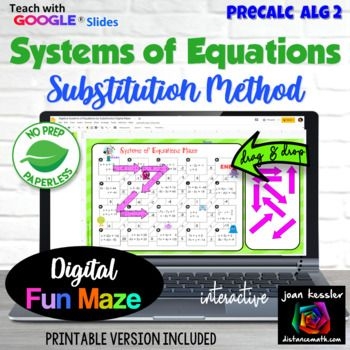 Systems of Equations Substitution Maze Worksheet 11 for Middle School Math Practice Eighth grade algebra maze puzzle showing systems of equations solved through substitution method with interconnected pathways
