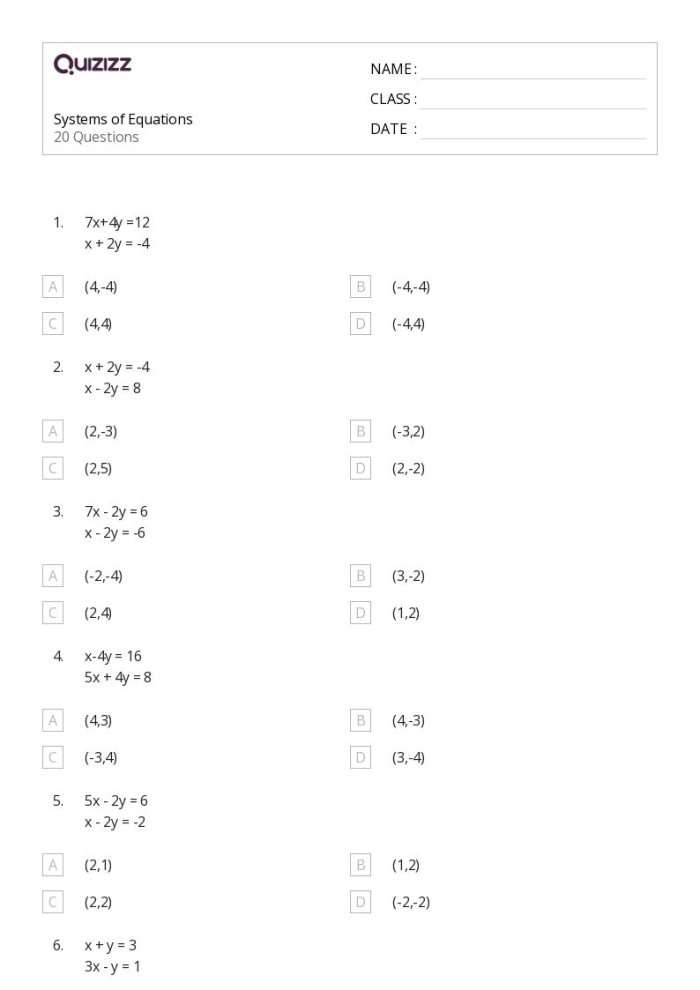 Systems of Equations Substitution Maze Activity 6 for Middle School Algebra Practice Eighth grade student solving systems of equations using substitution method in a colorful maze puzzle worksheet