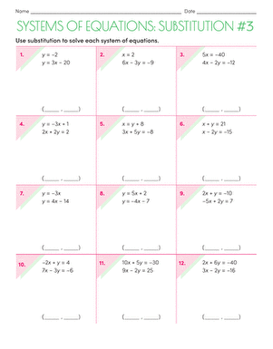 Solving Systems of Equations: Any Method worksheet for Eighth Grade