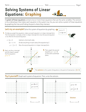 Eighth grade algebra worksheet for solving systems of equations using any preferred method