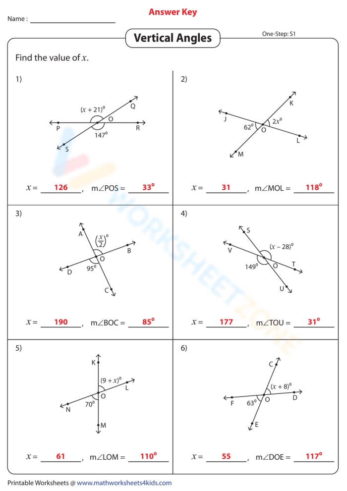 Eighth grade math worksheet showing triangles with algebraic expressions for missing interior angles