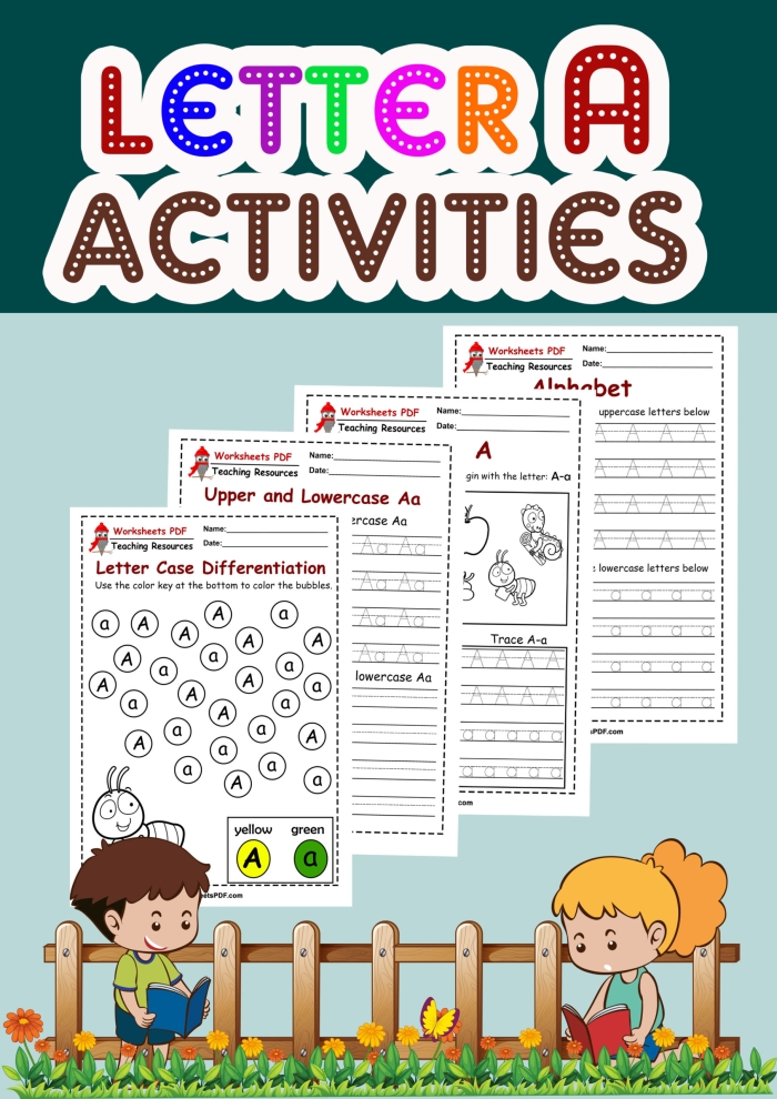 Worksheet featuring the letter A for preschoolers to learn and color. Fun and educational A Is For... activity for early childhood history.